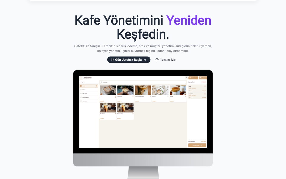 CafeOS — kafe yönetim ve POS yazılımı — ekran görüntüsü